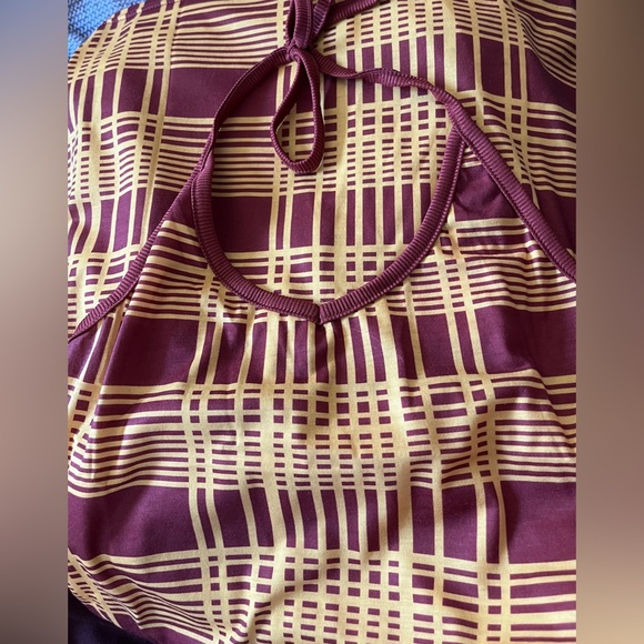 Sexy Plaid Halter Mini Dress Tie Up Strap Check Stripe Geometric Pattern Art New - Picture 6 of 6